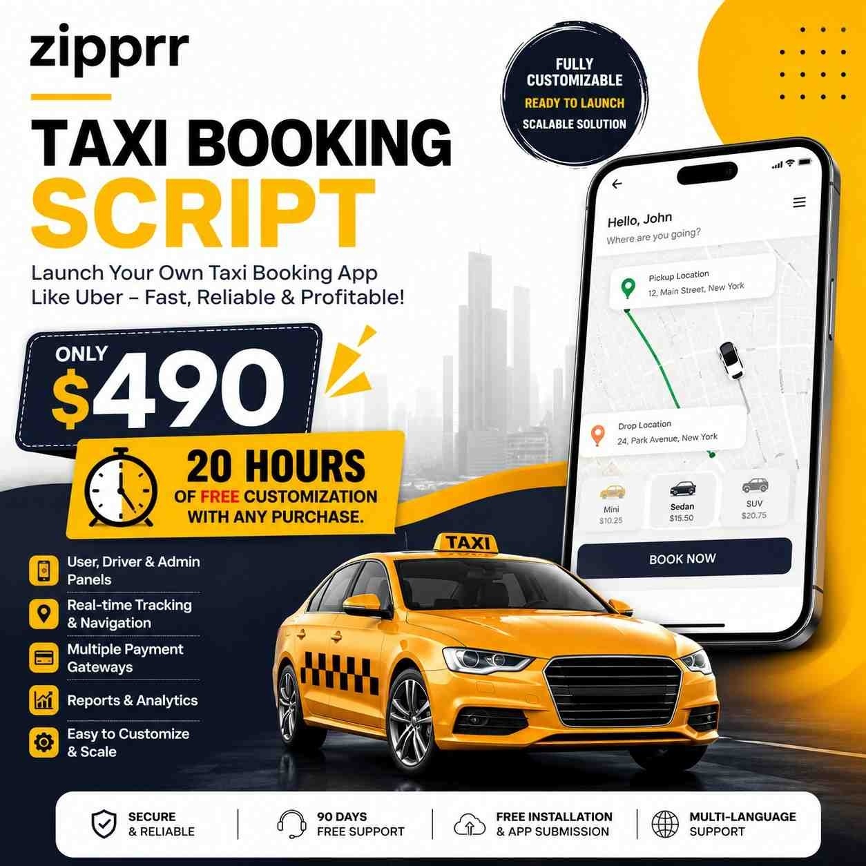Taxi Booking Script – Open Source Code from $490 | Zipprr